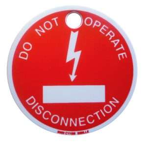 plastic badge 80mm "do not operate disconnection"